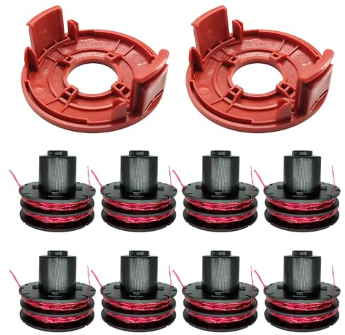 112966 Bobina de repuesto para AL-KO GTE 350/450/550, carrete de repuesto para recortadora de cuerdas con cubierta RS0010 (8 carretes + 2 fundas)