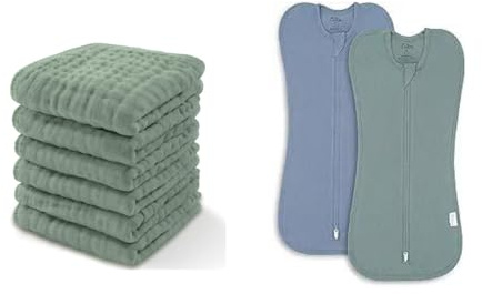 Comfy Cubs Baby Washcloths and Swaddle Blanket Baby Girl Boy Easy Zipper Wrap Bundled