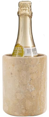 SPESHSTONES Marmor-Weinkühler, 16,5 cm, Travertin-Weinkühler für Weißweinflaschen, Champagner, Getränke und Hausbar-Zubehör – Steinweinflaschenhalter für Einweihungsgeschenke & Hochzeitsdekoration