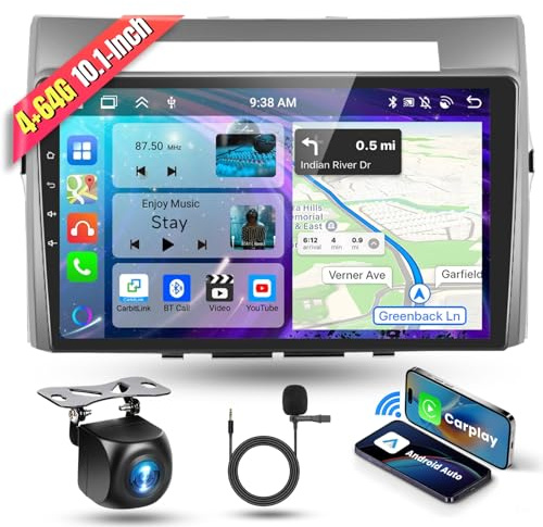 4G&64G 8-CORE Podofo 9''Bilradio Bluetooth För Toyota Corolla Verso AR10 2004-2009 Carplay Android Auto Trådlös,DSP,Wifi GPS Navi HIFI/RDS/FM,Android 13 Radio 2 din med AHD-bakkamera