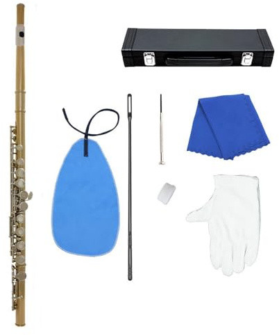 Querflöte 16-Loch-Flöte C-Taste Farbflöte E-Taste Professionelles Spielinstrument Für Erwachsene(Gold silver key)