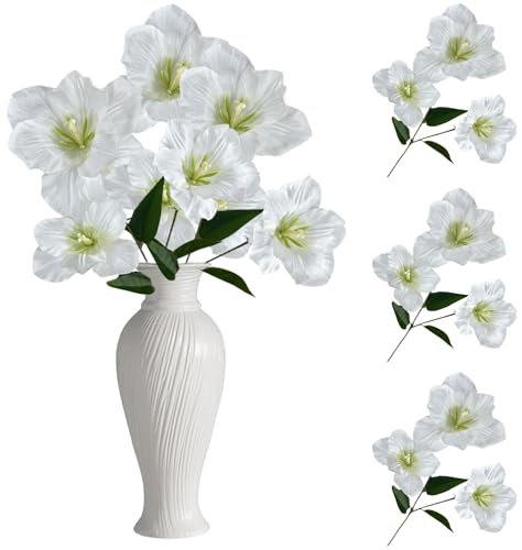 White Tulips Artificial Flowers Indoor - 3Pcs Real Touch Faux Flower for Home Garden Wedding Party Decor 4924