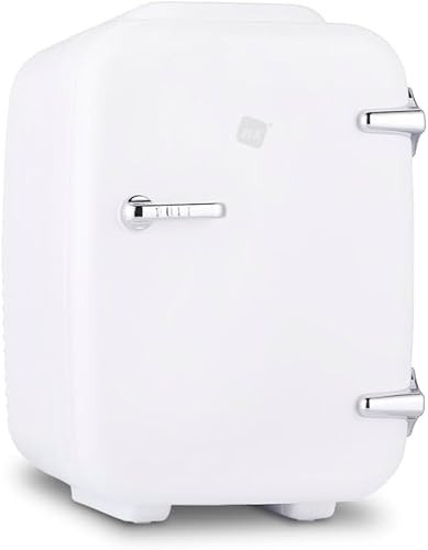 NK Mini Nevera Portátil, 4 Litros de Capacidad, Funcionamiento 12V-220V, Función Enfriamiento y Calentamiento, Para Cosméticos y Refrescos, Blanco