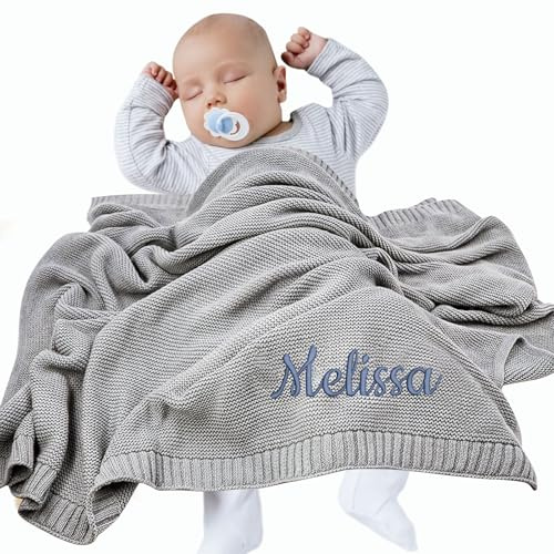 FPFNFSVI Personalisierte bestickte Babydecke, Baumwolldecke mit Namen