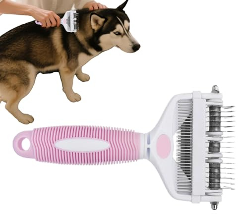 Mimoqk Striegel für Hunde, Anti-Undercoat, entfernt tote Haare, multifunktional, rutschfest, zur Entfernung von Haaren, Kätzchen, Welpen, Haus, Bad, Reise im Innenbereich