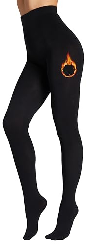 Seidiva Collant Polaire Femme Hiver Chaud, Collant Thermique Femme Taille Haute, Ultra-doux et Confortable, Noir S-M
