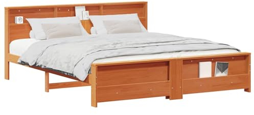 vidaXL Bettrahmen mit Kopfteil Wachsbraun 180 x 200 cm Holzwerkstoff, Moderner Kiefernholz Plattform-Bettgestell, stabile Minimalismus, praktische Möbel für schicke Schlafzimmer
