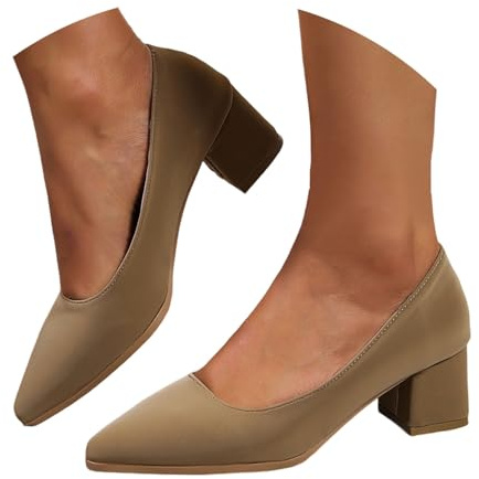 Dirndl Pumps, scarpe da donna con tacco a blocco, scarpe basse con tacco alto, scarpe da sera, scarpe con tacco alto, ballerina, per matrimoni e feste, O kaki, 40 EU