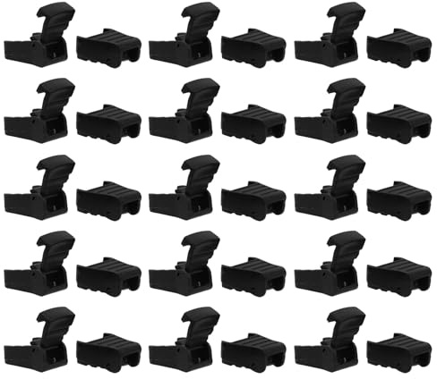 CORHAD 50 Clips de Nylon para Cordones de Zapatos y Bolsas, Hebillas Negras Ajustables para Mochilas, Extremos de Cordón Versátiles para Actividades Escolares y DIY