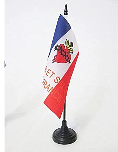 AZ FLAG Drapeau de Table Espoir et Salut de la France 15x15 cm | Usage intérieur Drapeau de bureau nationaliste français finition cousue et bords renforcés polyester 100D