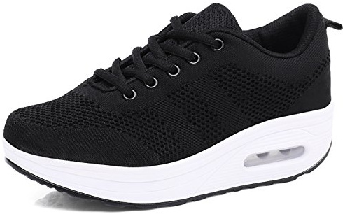 NEWCOLOR La Moda De Las Mujeres Transpirable con Cordones Zapatos De Balancín De Malla Zapatos Deportivos Ocasionales