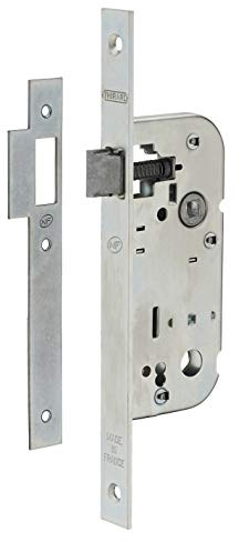 THIRARD - Serrure Encastrable NF - Porte Intérieure - Axe 40 mm - Bouts Carrés - Zingué - Coffre Acier Embouti - Têtière Acier - Demi-Tour Réversible - Gâche Plate - Gris
