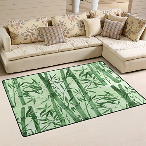 Use7 Aquarell Art Bambus Teppich Anti-Rutsch-Fußmatte Fußmatten für Kinderzimmer, Wohnzimmer und Schlafzimmer, Textil, Mehrfarbig, 50 x 80 cm(1.7' x 2.6' ft)