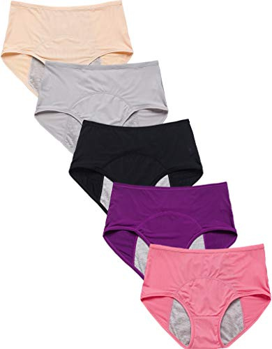 WBEAUTALLOVE Womens Mesh Period Panties High Waisted Menstrual Leak Proof Underwear Incontinence Protective Briefs(H-4-5-1,Medium)