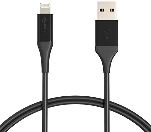 Amazon Basics Verbindungskabel, USB-A auf Lightning Kabel, fortschrittliche Kollektion, MFi-zertifiziertes iPhone-Ladegerät, 0.9 m, 2 Stück, Schwarz