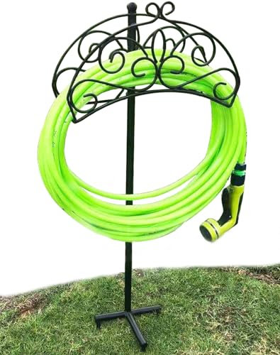 TREEZITEK Schlauchhalter Ständer Metall dekorativer Ständer stabil attraktiver Schlauchaufhänger freistehend für Hof arten Handbrause, Gartenbrause Düse Handbrause Hochdruck Gartenbrause