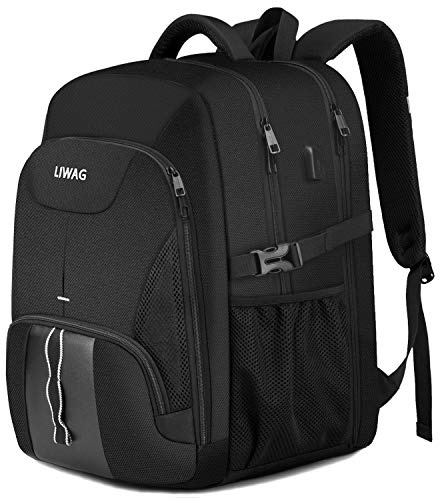 Extra Large Backpack for Men 50L,Water Resistant 17.3 inch Travel Laptop Backpack with USB Charging Port,TSA Friendly Big Business Anti Theft Computer Bag Work College School Bookbags Gifts,Black