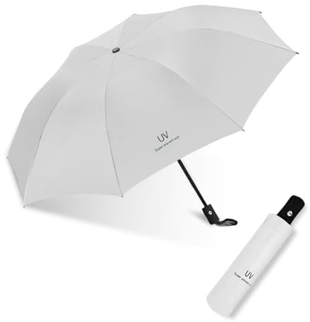 Huakaile Paraguas automático, paraguas de viaje resistente al viento para lluvia, cierre automático, paraguas plegable compacto, protección solar con revestimiento negro para mujeres y hombres,