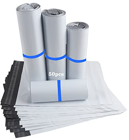 HVDHYY Bolsas de envío de plástico, autoadhesivas, opacas, para ropa y textiles, 250 x 350 mm, 300 x 420 mm, 400 x 550 mm, 500 x 600 mm (50 unidades)