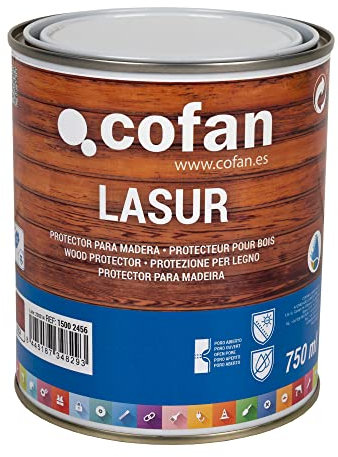 Cofan Lasure Protection à l'eau pour Bois | Couleur Teck avec finition mate | Pot de 750 ml
