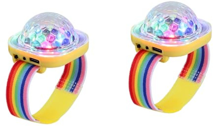 Lancoon Nattlampa, 2-pack, bärbar mini LED-lampa, nattlampa, stroboskop, armbandsur, USB-laddning, dans, DJ-klubb (gul)