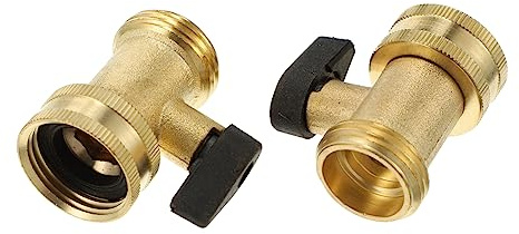 WOONEKY 2pcs Single-Pass Valve American Style Through Connector Brass Shut-Off Valve Shutoff Ball Water Turn Off Switch Garden On Off s