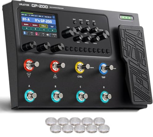VALETON Procesador de múltiples efectos Pedal multiefectos con pedal de expresión, FX Loop MIDI I/O, guitarra, efectos de bajo, pedal de amplificador, modelado IR, gabinetes de simulación, interfaz de