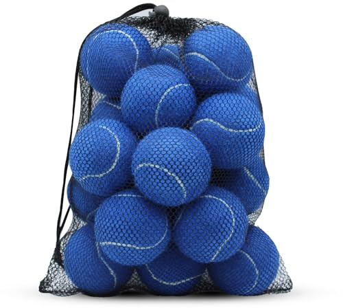 SHYUJAJIE Pelotas de tenis, paquete de 20 pelotas de tenis de entrenamiento, tenis de alta elasticidad para principiantes, pelotas de ejercicio para perros y mascotas (azul oscuro)
