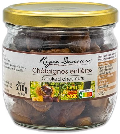 Food-United MARONEN gekocht geröstet 4x210g | Maroni | Marroni | Esskastanien | Edelkastanien | Röstkastanien | aus Frankreich | von ROGER DESCOURS | für Maronensuppe Maronenpüree Maronen-Creme (4)