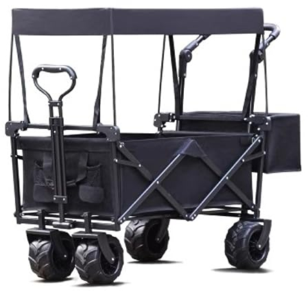 RUVOO Bollerwagen Faltbar Handwagen Campingwagen Zusammenklappbarer Wagen Mit Wagenrädern, Tragbar, Zusammenklappbar, Verstellbare Griffe, Strand, Garten, Sport Strandwagen Transportwagen (Color : C)