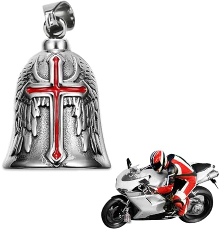 Suevut llavero Moto Campana Guardiana, Aceite Rojo Campana de Motocicleta Ángel de la Guarda, con Anillo Colgante, para Bicicletas, Coches, Motocicletas, Vehículos Eléctricos