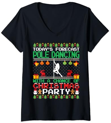 Pole Dancing Christmas Party Pole Dancer Dance Christmas T-Shirt mit V-Ausschnitt
