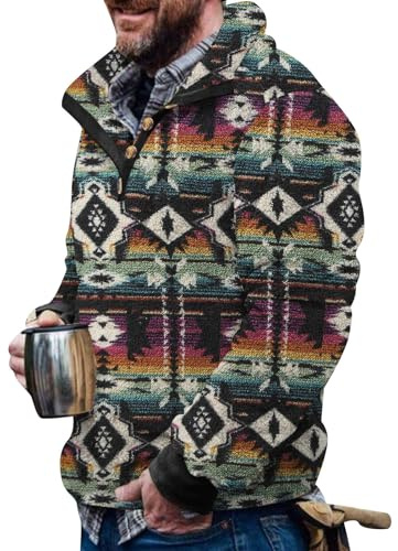 Beokeuioe Jersey de Felpa para Hombre con Capucha para Otoño Cálido - Suéter de Forro Polar Retro de Peluche para Exteriores - Abrigo Casual de Invierno