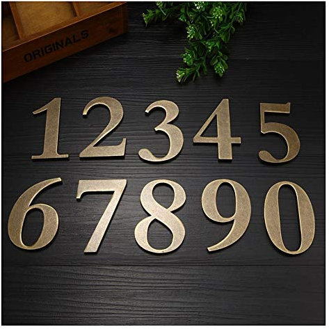 Numeri adesivi per porta, adesivi per numero civico, autoadesivi, da parete, in ottone anticato, 10 cm di altezza, per villa, hotel, per esterni, fai da te, decorazione per bar, numeri in metallo