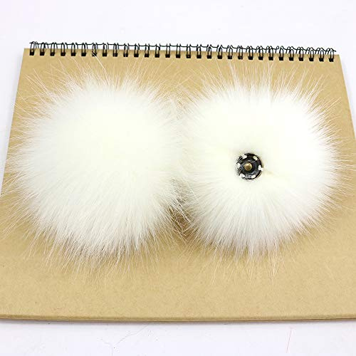 SYSUII 10 Stück 15cm Kunstfell Pompon Fellbommel mit Drücken Taste Groß Kunstfell Bommel Pompon Pom Ball für Mützen Beanies Tasche Weihnachtsdekoration Strick Mützen Bekleidung Zubehör -Weiße