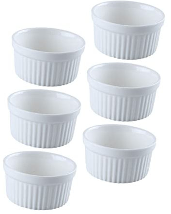 DECHOUS 6st Souffle-backschale Brulee Auflaufförmchen Muffinformen Zum Backen Auflaufförmchen Schüssel Sojasauce Puddingschalen Eis Weiß Keramik Haushalt Puddingbecher