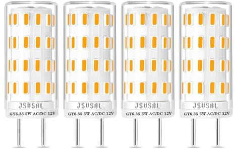 JSVSAL GY6.35 LED Bulb Non Dimmable,T4 JC Type GY6.35/G6.35 Bi-pin Base,Natural White 4000K,12V 5W Equivalent to 40-50W Halogen Bulb for Pendant Light,Landscape Lighting,4-Pack