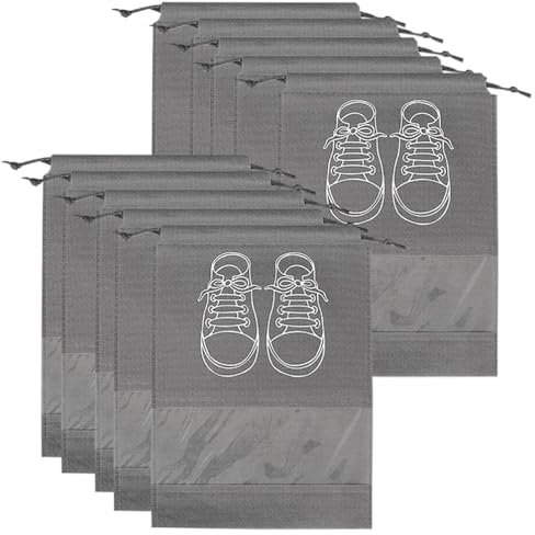 10 Pcs Large Shoe Storage Bags, Dustproof Drawstring Shoes Bags with Transparent Slot, Portable Waterproof Packing Organizers for Daily and Travel Use