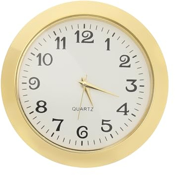 PATIKIL 55 mm (2-1/8 tum) Kvartsurinsats, miniatyr rund kvartsrörelse mini arabiska siffror klocka passar 45 mm/1,77 tum diameter hål för hemmet, guldton
