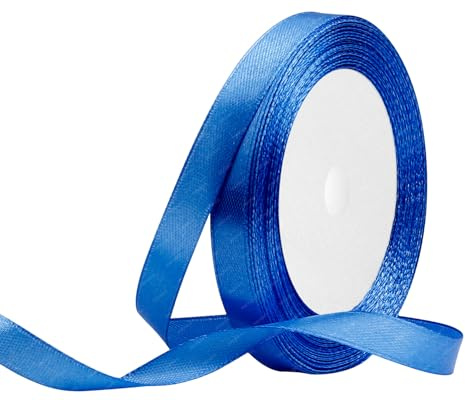 Blått satinband, 10 mm x 22 meter solid tygband för presentförpackning, blombukett, hantverk och bröllopsfest dekoration