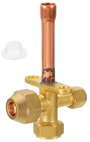 PATIKIL Aria Condizionatore Arresto Valvola Adatta per 3/8 OD Rame Tubo Dimensione Dritto 3 A via Angolo Arresto Servizio Valvola Raccordo per Mini Diviso AC Refrigerazione