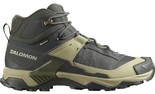 Salomon Men's X Ultra 5 Mid GTX Hiking Shoe, Peat/Gray Green/Blue Nights, 9.5 UK