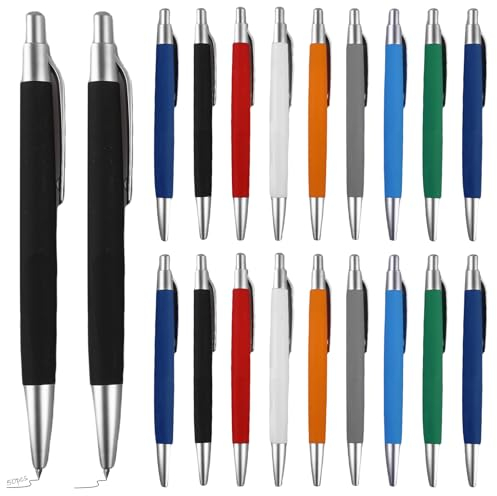 GOMETY 50 Stück Ergonomische Kugelschreiber, Premium Kugelschreiber Set Rutschfester Griffzone Einfaches Schreiben Kulli für Büro und Haushalt Kulis Blauschreibender Mehrfarbig Gehäuse Zufällige Farbe