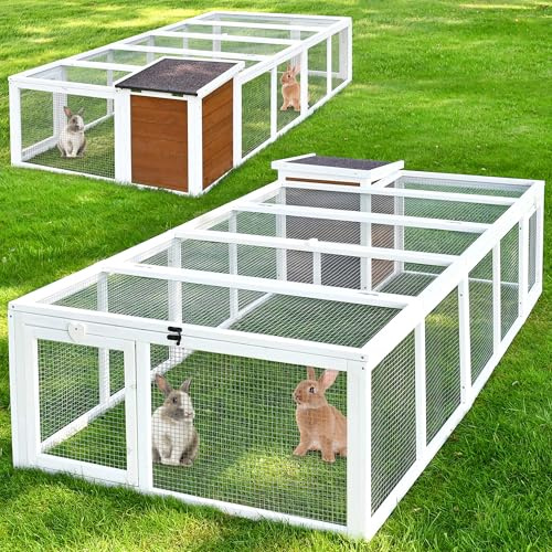 zooprinz Freilaufgehege XL – Hasenstall für draußen | Kaninchenstall mit großem Freilauf für Kleintiere – stabiler Holzrahmen, natürliche Lasur und viel Platz draußen