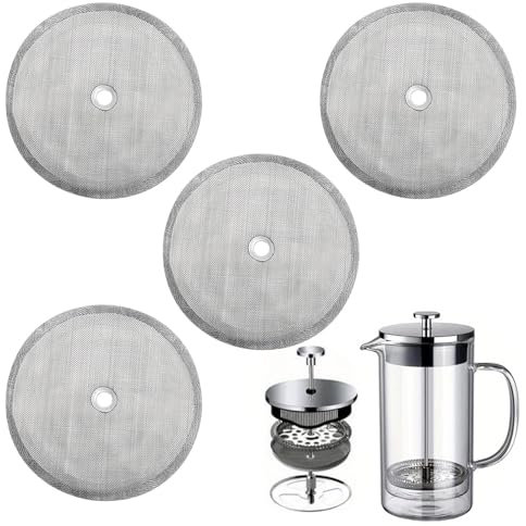 Lot de 4 filtres à café réutilisables en acier inoxydable de 1000 ml pour cafetière à piston moulu 1000 ml