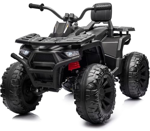 Hikiddo Kids ATV 4 Wheeler, 24V 4WD Electric ATV Ride On Toy for Big Kid with 2-Seater, 4x200W Motor - Black