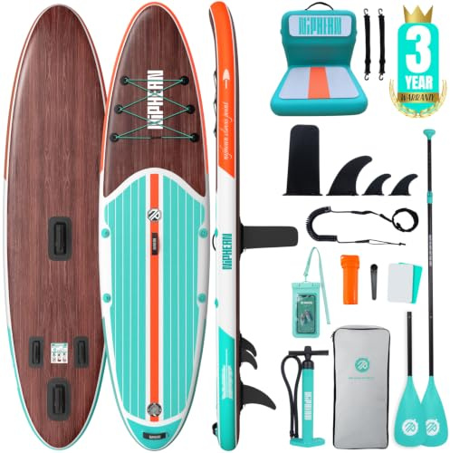 Niphean Paddle Gonflable Adulte avec Tous Les Accessoires, 320cm Planches de Stand Up Paddle Gonflables pour Tous Les Niveaux, Sup avec Capacité 200 kg pour 2 Personnes, Paddle Gonflable avec Siège