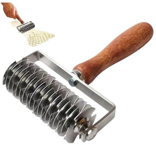 Muzrunq Pie Crust Cutter Lattice Cutter Pastry Tool with Stainless Steel Blade and Wooden Handle