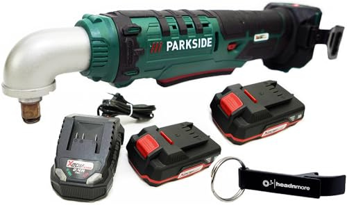 HEADNMORE® Bundle mit dem PARKSIDE® 20V 1/2 Zoll Akku Winkelschlagschrauber PAWS 20 A1 und dem HEADNMORE® Schlüsselanhänger (2x2Ah Akku)