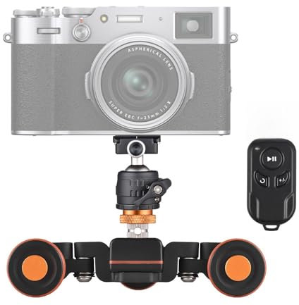 Delaman Chariot motorisé pour appareil photo vidéo, 3 vitesses réglables, télécommande 2,4 G, indication d'échelle, compatible avec les appareils photo reflex numériques Canon, Nikon, comprend un